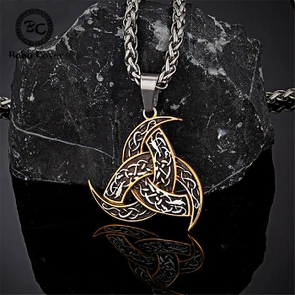 Celtics Knot Trinity Colar pingente para homens, amuleto viking, aço inoxidável, runas nórdicas, eslavas, jóias escandinavas, presentes vintage