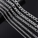 Colares em aço inoxidável Figaro para homens, cor prata, moda clássica Hip Hop masculina, presente joias