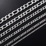 Colares em aço inoxidável Figaro para homens, cor prata, moda clássica Hip Hop masculina, presente joias
