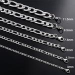 Colares em aço inoxidável Figaro para homens, cor prata, moda clássica Hip Hop masculina, presente joias