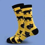 Meia de skate colorida masculina, Harajuku, personalidade engraçada, estampa alienígena de gato, creat clássico simples, hip hop, colorido, novo, 1 par