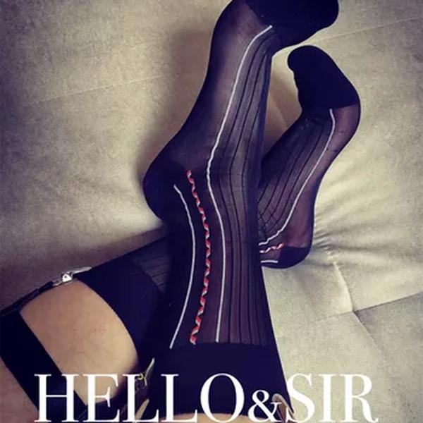 Meias de nylon finas masculinas, seda verde vintage, meias de vestido formal, meia longa casual respirável masculina, sexy, nova