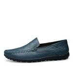 Sapatos casuais de couro genuíno masculino, marca de luxo, mocassins masculinos formais, deslizamento respirável italiano em sapatos masculinos de barco, mocassins, plus size