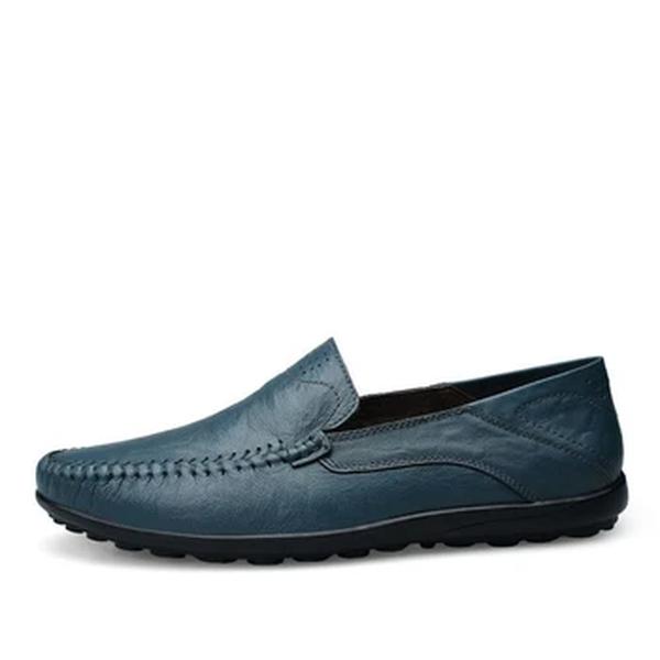 Sapatos casuais de couro genuíno masculino, marca de luxo, mocassins masculinos formais, deslizamento respirável italiano em sapatos masculinos de barco, mocassins, plus size