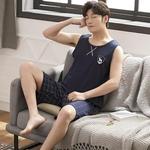 Conjunto de pijamas de algodão masculino, roupa de dormir, manga curta, loungewear, pijamas, plus size, 3XL, 4XL, tamanho grande, verão, novo, 2 peças