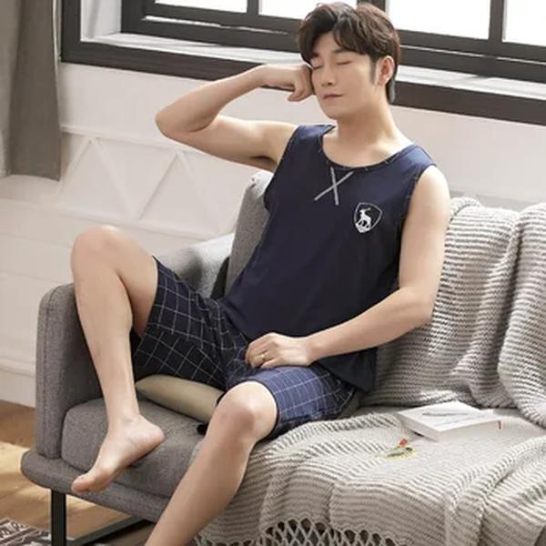 Conjunto de pijamas de algodão masculino, roupa de dormir, manga curta, loungewear, pijamas, plus size, 3XL, 4XL, tamanho grande, verão, novo, 2 peças