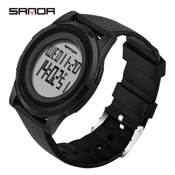 Moda 9mm super fino sanda esporte relógio masculino marca de luxo eletrônico led digital relógios de pulso para masculino relógio relogio masculino