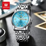 OLEVS-Relógio de quartzo impermeável masculino, relógio de pulso com calendário duplo, relógios clássicos, marca superior, novo, exclusivo