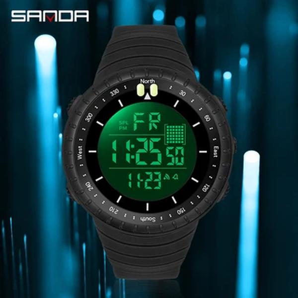 Sanda-relógio de pulso esportivo militar masculino, estilo g, led, digital, à prova d'água, cronômetro, alarme, para mergulho, ao ar livre, marca top