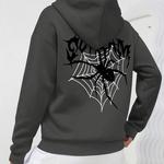 Moletons femininos com capuz estampado com teia de cobre, Harajuku com capuz extragrande, roupa solta, moletom confortável, moda feminina