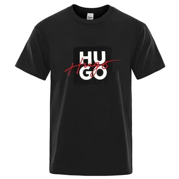 Hugo Print camiseta de manga curta para homens e mulheres, camiseta designer extragrande, gola redonda, algodão, marca de luxo, venda quente