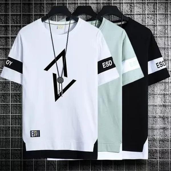 Camiseta masculina de manga curta vintage, roupa de marca, streetwear, gola redonda, sportwear esportivo masculino, moda verão