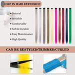 Clipe colorido em extensões de cabelo para mulheres, arco-íris perucas sintéticas retas, festa de cosplay, natal, ano novo, 22 ", 10 pcs