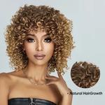 Perucas sintéticas encaracoladas para mulheres, cabelo curto e encaracolado, cabelo afro sem cola, castanho e loiro, cabelo cosplay
