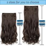 NICESY-Extensão do cabelo ondulado longo sintético, Hairpieces resistente ao calor, 5 Clip em penteados, marrom e preto, 22in, 32in