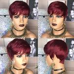 Perucas sintéticas curtas do cabelo do corte do Pixie para mulheres negras, senhoras retas, pretas, mulheres afro-americanas