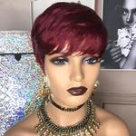 Perucas sintéticas curtas do cabelo do corte do Pixie para mulheres negras, senhoras retas, pretas, mulheres afro-americanas