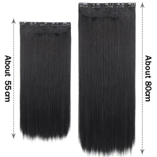 Sintético 5 grampo em extensões de cabelo longo em linha reta penteado preto castanho loiro 80cm natural falso cabelo para mulher