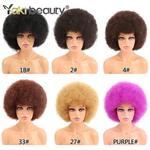 Peruca Afro Kinky Curly com Franja para mulheres negras, peruca sintética macia, peruca Cosplay sem cola, marrom natural e preto, anos 70 grandes