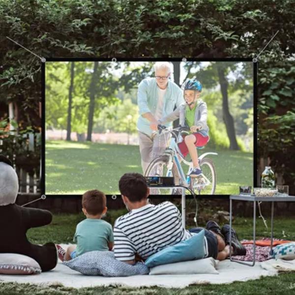 Tela portátil do projetor, tela de projeção 4K, tela de filme ao ar livre para viagens, Home Theater e Theater, 100 pol, 120 pol, 150 pol, 16:9