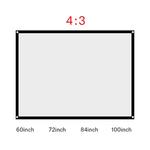 Tela diagonal portátil e dobrável do projetor, cortina branca da projeção, 16:3, TW, 60100 Polegada
