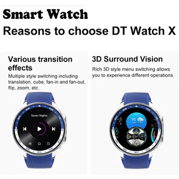 Smart Sport Watch para homens e mulheres, Smartwatch com registro de memória e som, BT Call, bússola, GPS Track, Play Video, 32GB, novo, 2024